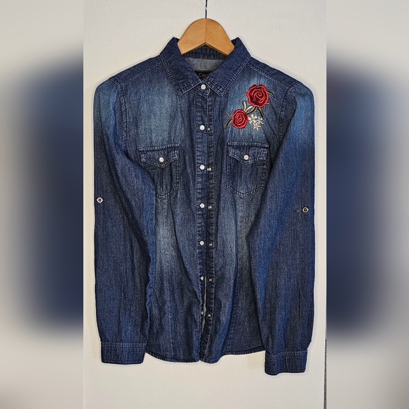 Cavalini Tops - Women's Denim Western Coastal Cowgirl Cavalini Long Sleeve Pearl Button Up